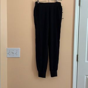 Black satin joggers from Nordstrom